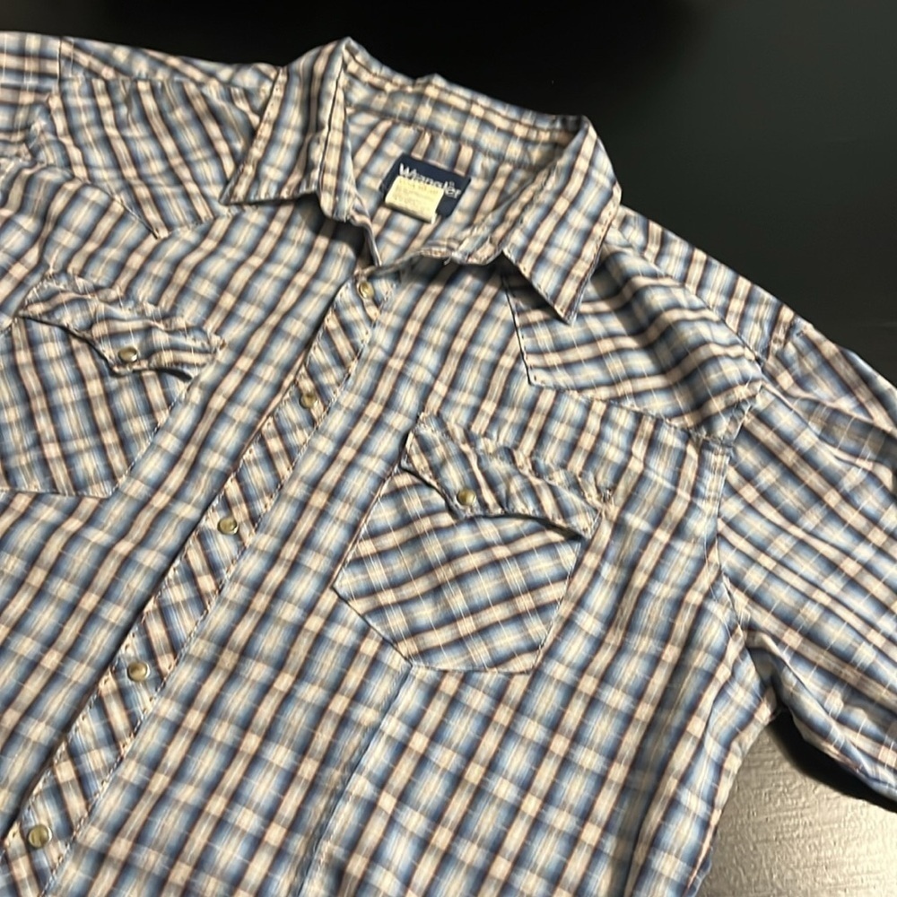 Men's wrangler‎ Plaid Western Shirt - Blue and White